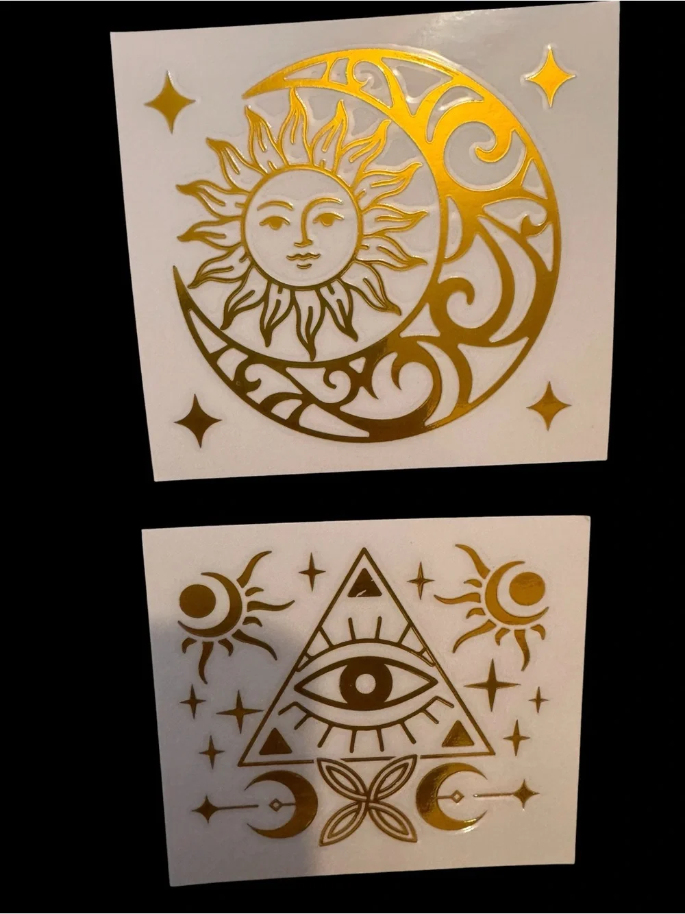 8 Pc Gold Sun & Moon UV DTF Rub-On Transfer Set for Glass & Crafts